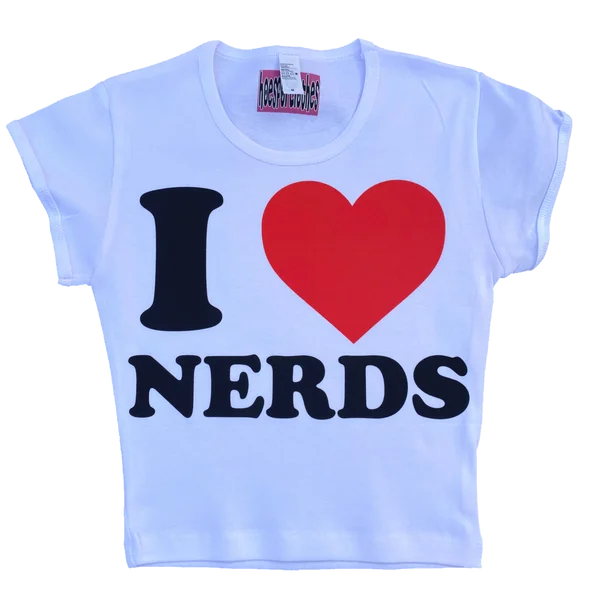 

I Love Nerds Funny Letters Printed Woman Cropped Tops Sexy Party Clothes Gothic T Shirts Harajuku Womens Fashion Clothing O Neck