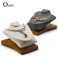oirlv solid wooden jewelry display mannequin model necklacependant bust jewelry expositor showcase jewelry display rack