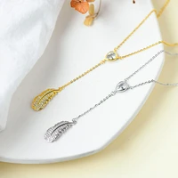 925 sterling silver full feather tassel necklace collarbone clavicle chain for women summer pendant fine jewelry wedding gift
