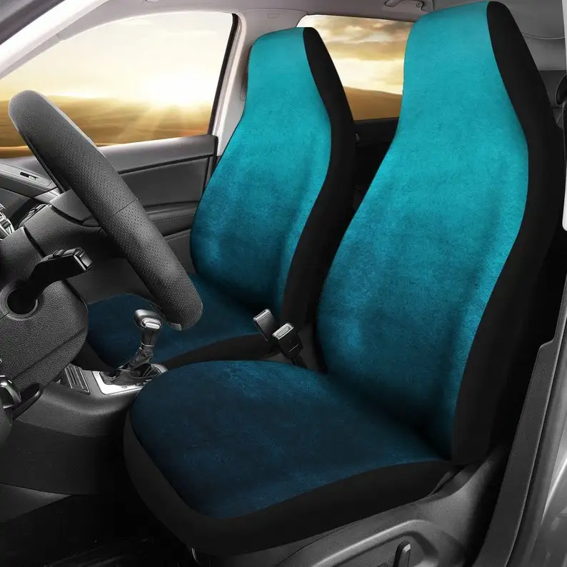 

Teal Ombre Watercolor Design Car Seat Covers Set Universal Fit For Bucket Seats In Cars and SUVs