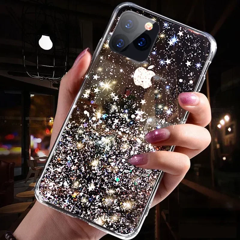 

Luxury Glitter Transparent Phone Case For Honor 50 Lite Soft Shockproof Bumper Back Cover