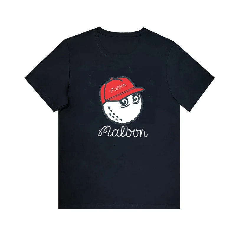 Malbon Golf Clothing for Men Women Summer Cotton Golf T-Shirt Fisherman's Hat Fashion Short-Sleeved Tops Loose Fit Golf Wear