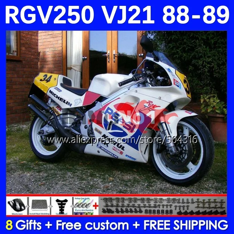 

Корпус для SUZUKI SAPC VJ21 RGV250 RGVT250 VJ 21 88-89 40MC.189 RGV-250 RGV 250 RGVT-250 88 89 1988 1989 Обтекатели белый глянцевый