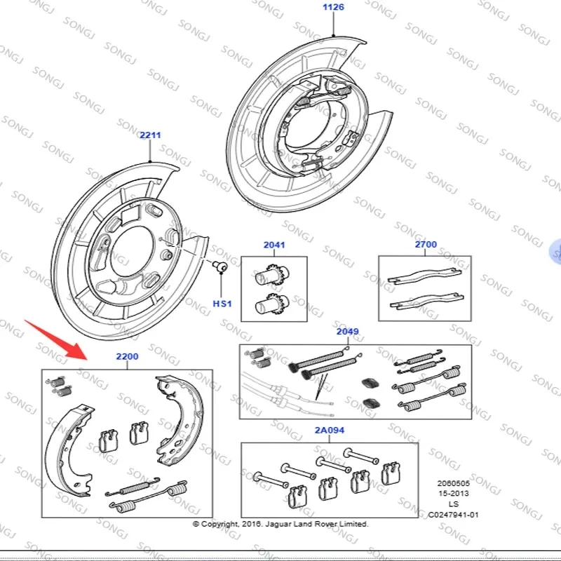 Комплект задних тормозных колодок для Land Rover Discovery 3, Discovery 4, Range Rover Sport 05-13 LR031947 LR025151 SFS500012 SFS500010 (art.: 3920da77431c5) - 3920da77431c5