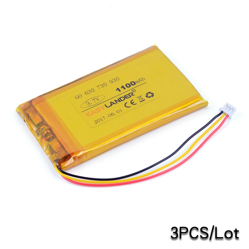 

3pcs/Lot 3.7V 1100mAh replacement Li-Polymer Battery For MP4 MP5 E-Book Tomtom Go530 Go 630 Go630T 720 730 730T 930T VF8 DVR