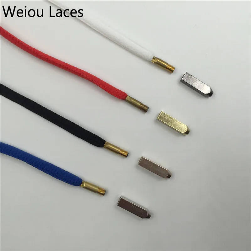 Weiou (20 Pcs/5 Sets) Luxury Shoelaces Gold Screw On Metal Aglets 5*5*19mm For Sneakers Shoe Laces DIY Replacement Custom Aglets