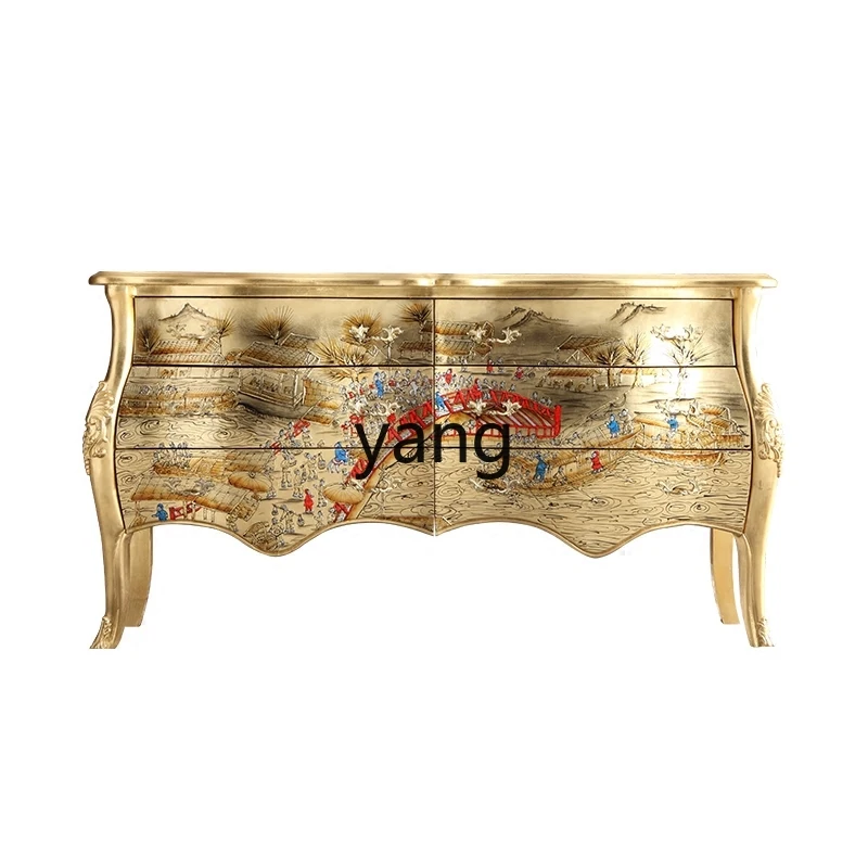 XYY окрашенная золотой фольгой Qingming Shanghe картина из цельного дерева прихожая