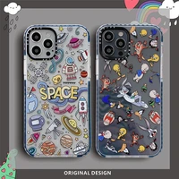 luxury brand space ship cute anime soft silicon phone case for iphone 13 12 mini 6 7 8 x xs xr max 11 pro plus se 2 2022 cover