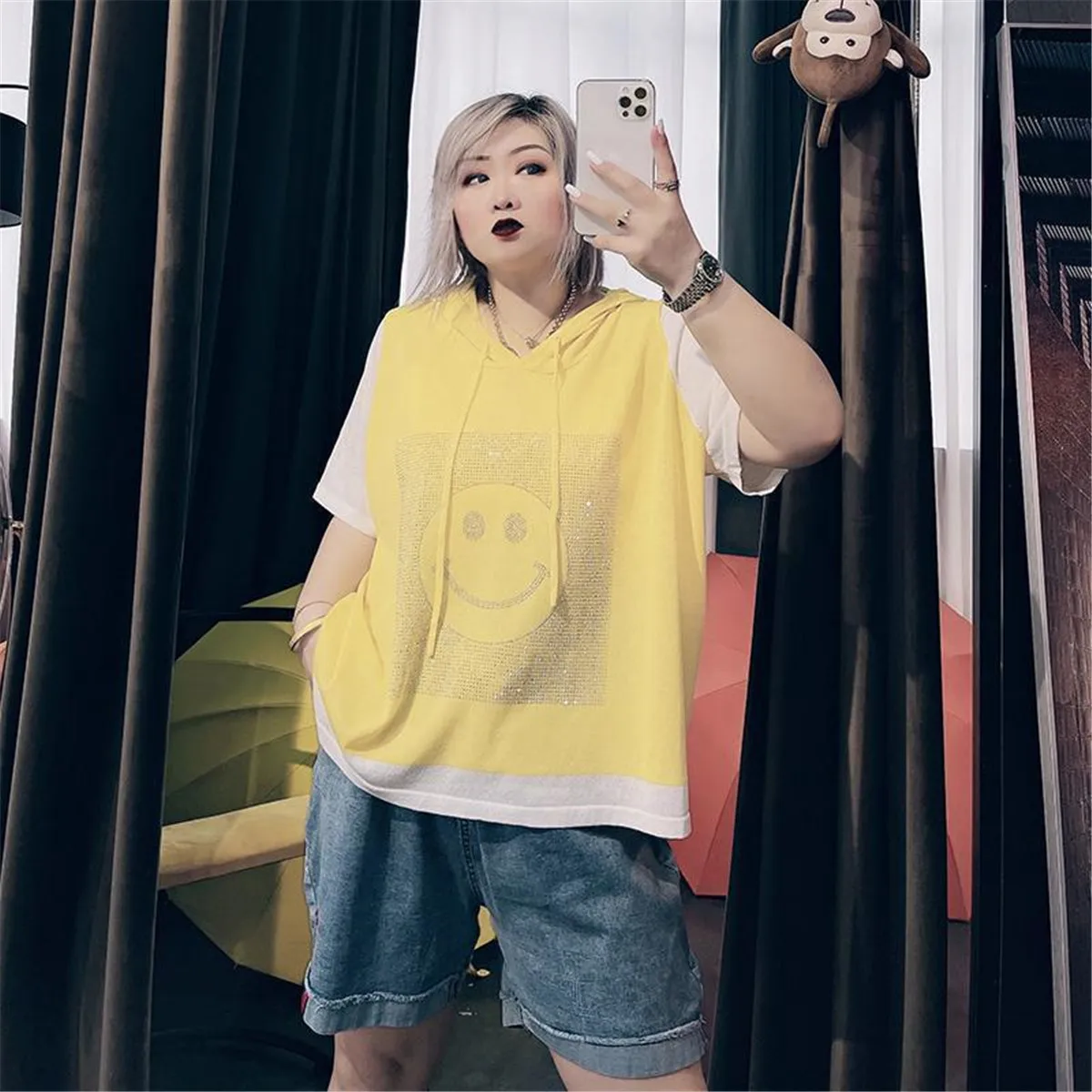 

Футболка женская в стиле Харадзюку, модная уличная одежда с принтом алмазов и улыбков, готический Топ оверсайз в стиле аниме, свободная рубашка в стиле хип-хоп, на лето