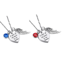 men a piece of my heart is in heaven cremation necklace memorial stainless steel high polish birthstone jewelry
