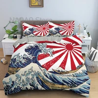 japanese wave bedding set quiltcomforter cover soft microfiber duvet cover with 12pcs pillowcase home textiles