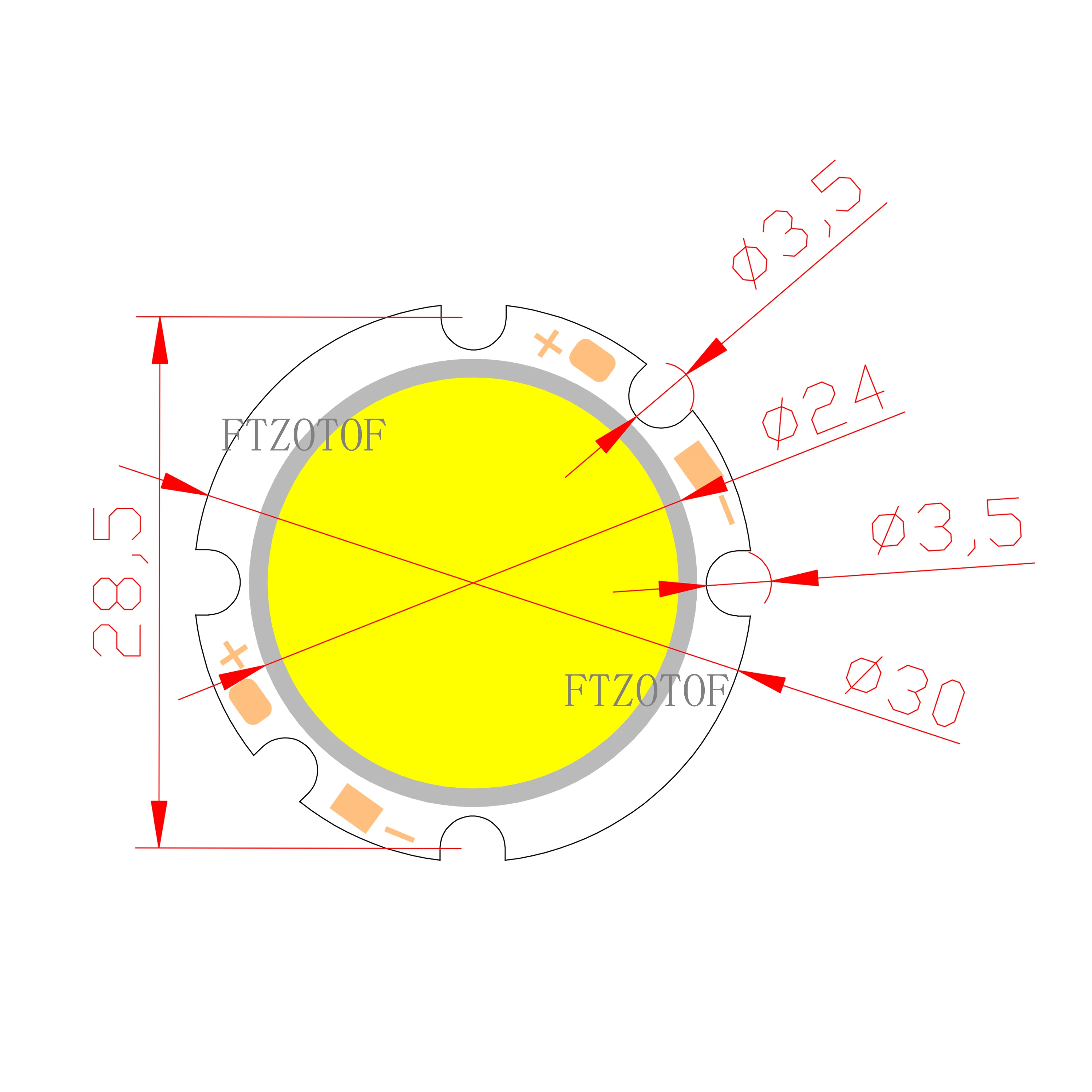 Светодиодный 6V Dc Новый 30mm Круглый 3W COB светильник источник 3000 mA Теплый белый K Ra80