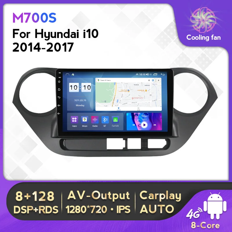 

2Din Android 12 Car Radio Multimedia Video Player For Hyundai Grand I10 2013-2016 DSP RDS WIFI BT 4G Net Wireless Carplay Auto