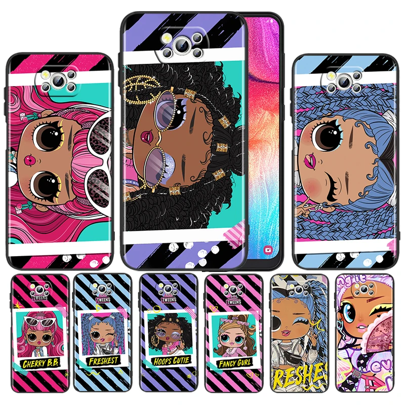 

L.O.L. SURPRISE Cute Dolls For Xiaomi Poco M4 X3 F3 GT NFC M3 C3 M2 F2 F1 X2 Pro Mi Mix3 Silicone Black Phone Case Funda Cover