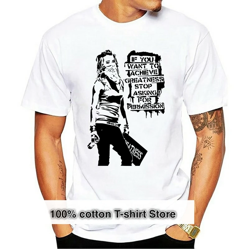 

Бэнкси, уличное искусство, перестаньте просить разрешения, женская белая одежда, футболка, мультяшная футболка, мужская, унисекс, новая модн...