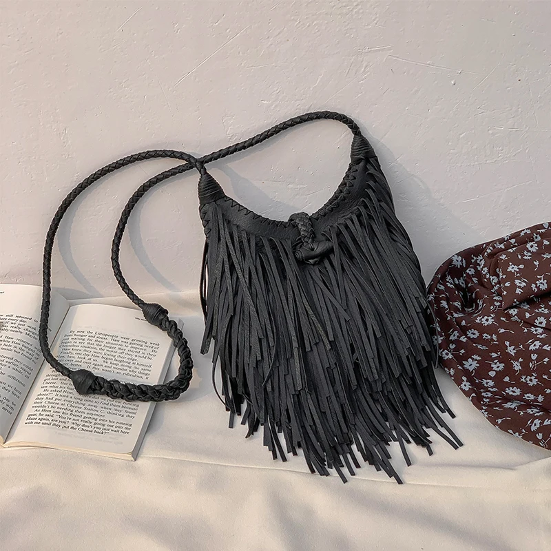 

Двухсторонняя дизайнерская женская сумка через плечо с кисточками, винтажная женская сумка на плечо из мягкой искусственной кожи, женская сумка-мессенджер, сумка-слинг