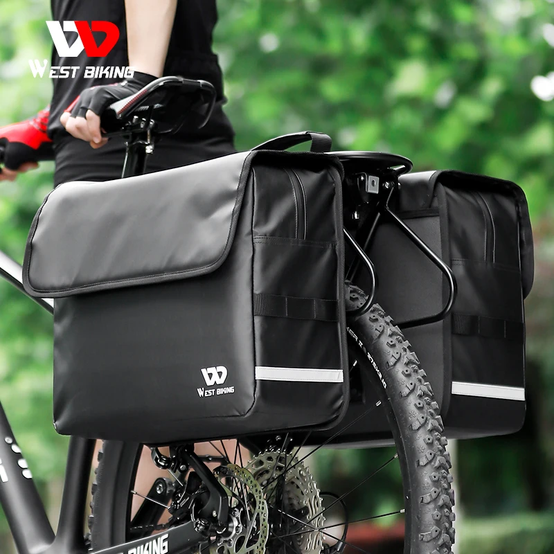 

WEST BIKING Waterproof Bike Pannier Double Bag 36L Large Capacity Bicycle Seat Bag Luggage Carrier MTB Road Cycling Trunk Bag