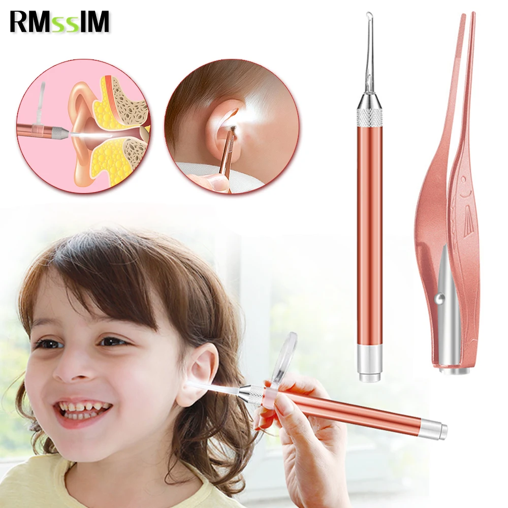 

Baby Ear Cleaner Spoon LED Flash Light Ear Wax Curette Picker Visual Children Earpick Eer Wax Dig Remover Ear Nose Novel Tweezer