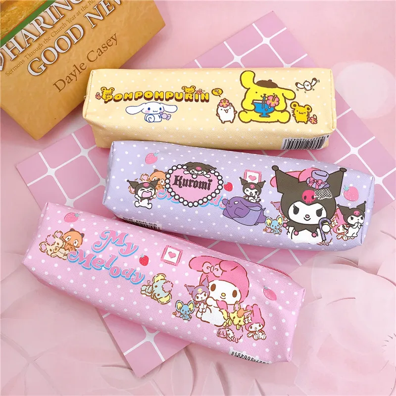 

2023 Sanrio сумка для ручек Kawaii Mymelody Kuromi Cinnamoroll Студенческая мультяшная полиуретановая сумка для хранения милая детская канцелярская сумка