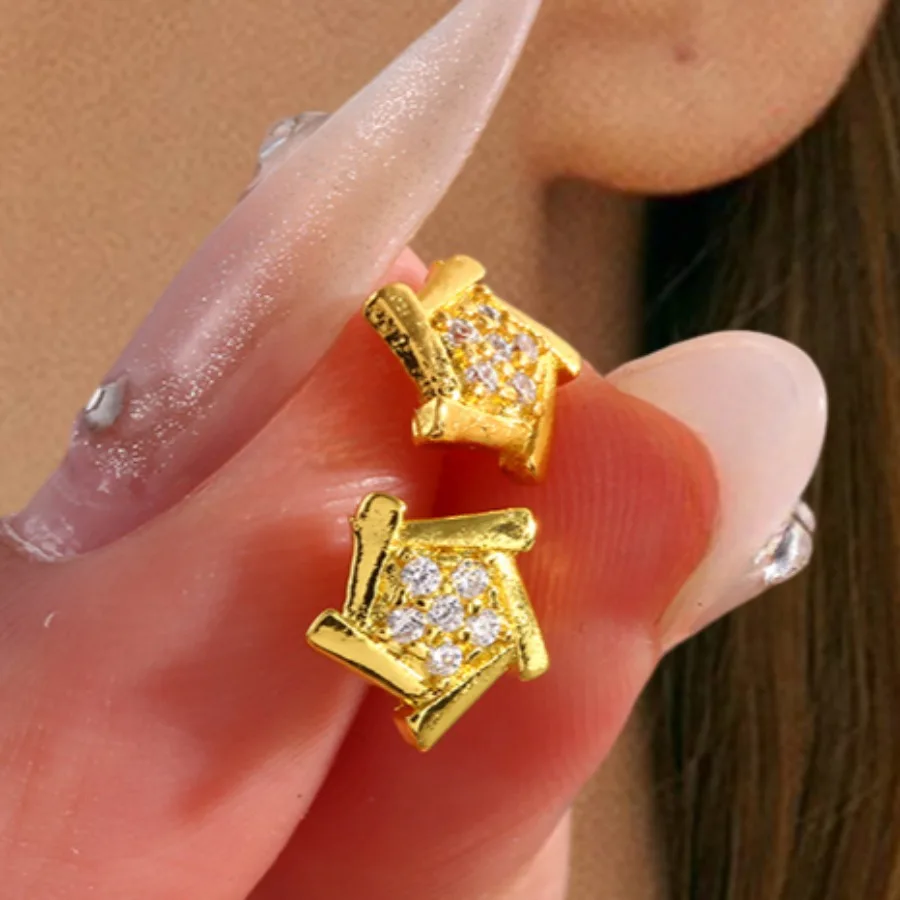 1 пара уникальных блестящих вибрирующих медных сережек с пятиконечными звездами