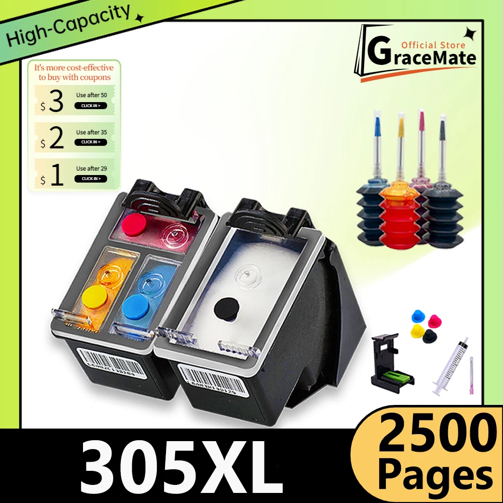 

305XL DeskJet 1210 1212 1215 1255 2300 2330 2331 2755 Printer Replacement 305hp Ink Cartridge for HP Inkjet 305 XL hp305 hp305xl