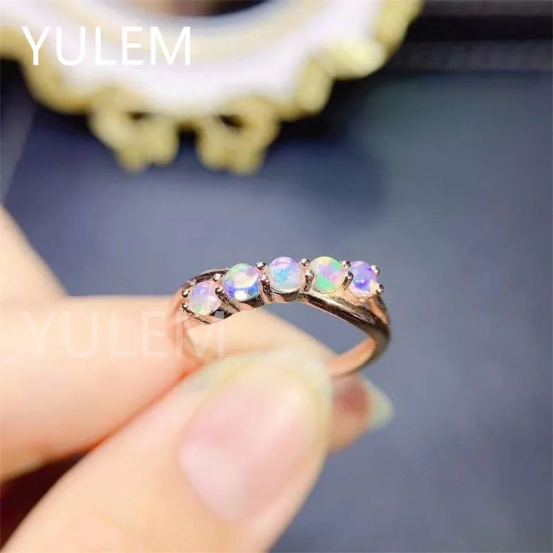 

Classic Silver Opal Ring Wedding Excellent Natural Band Opal Gemstone Ring Solid 925 Sterling Silver Opal Ring Gift