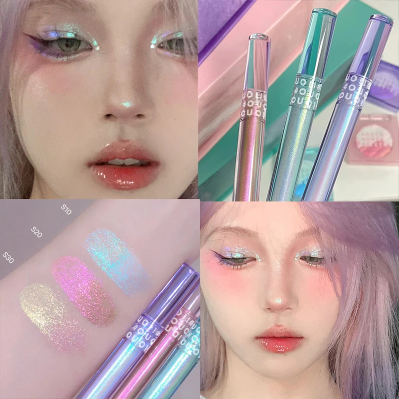 Three Scouts Gilding Shimmer Liquid Eyeshadow Brightening Lying Silkworm Highlight Stick Eye Cosmetic Long-lasting Shiny Makeup