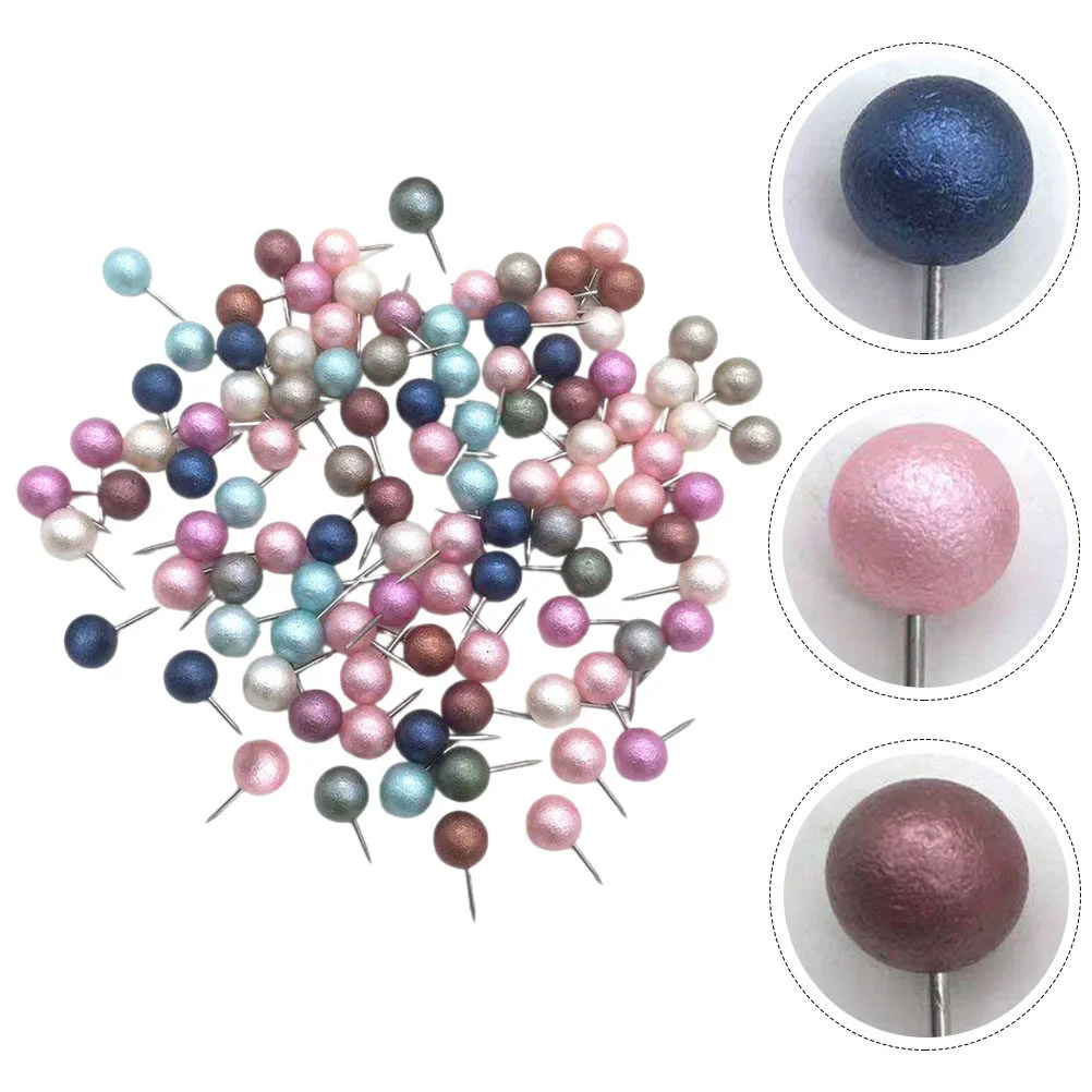 

100 Pcs Cork Board Pearlized Bulletin Pin Handmade Jewelry DIY Straight Head Tool Pushpins Cute Delicate Multicolor Location