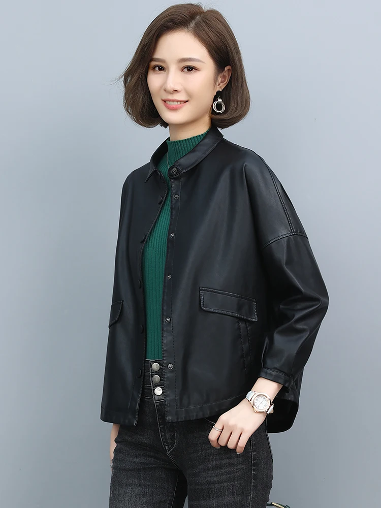 Женское кожаное пальто Haining из натуральной овчины корейская свободная