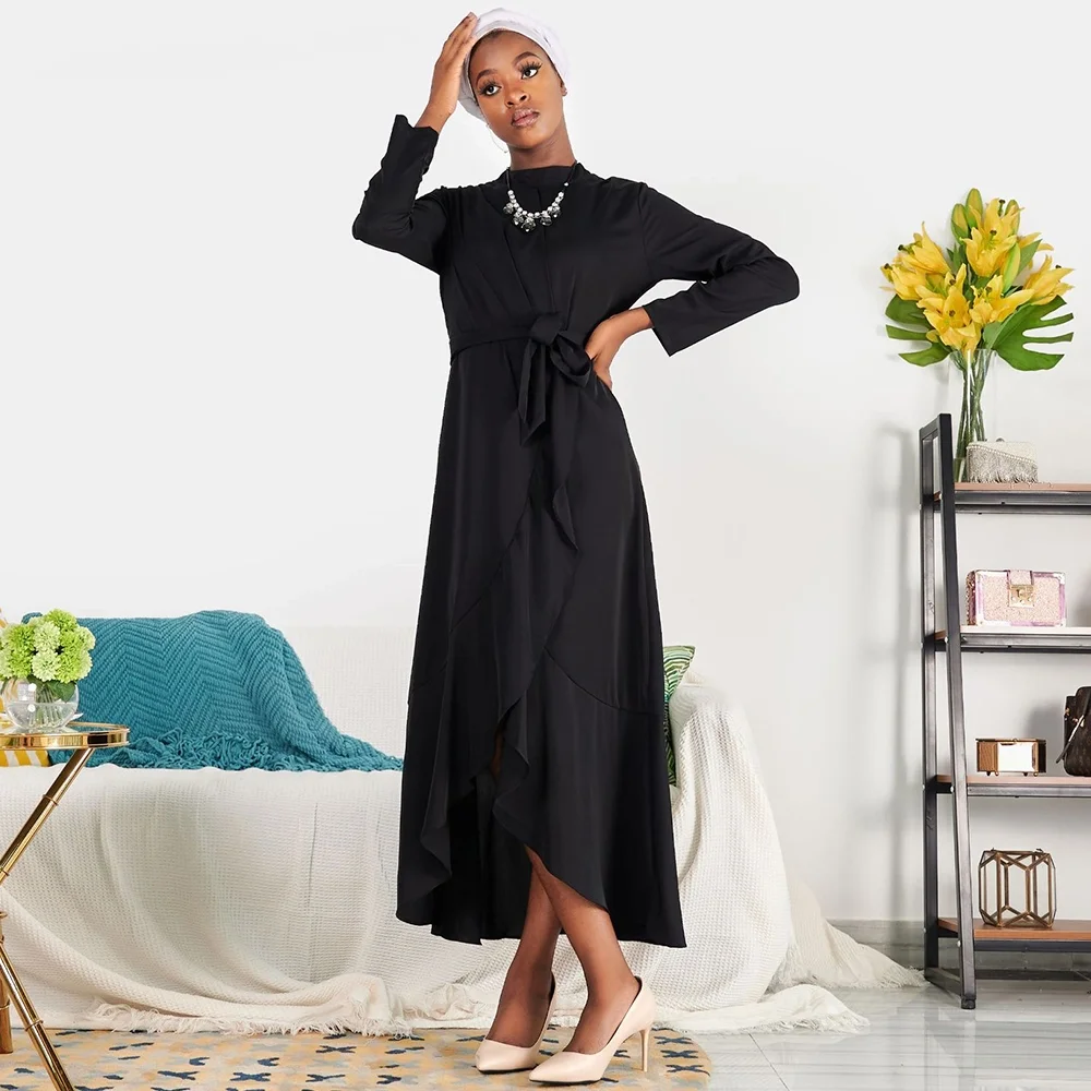 

room decor Solid irregular Ruffle long dress