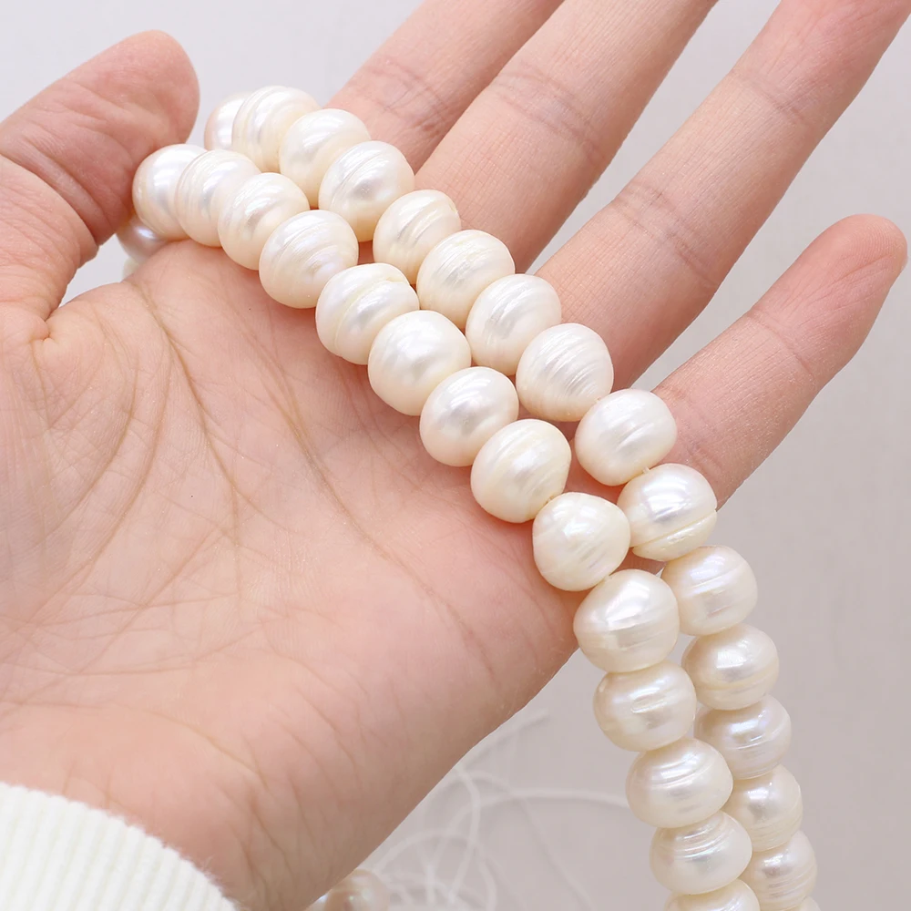13-14mm Natural Freshwater Pearl Beads White Round Large Loose Perles For DIY Craft Bracelet Necklace Accessory Jewelry Making