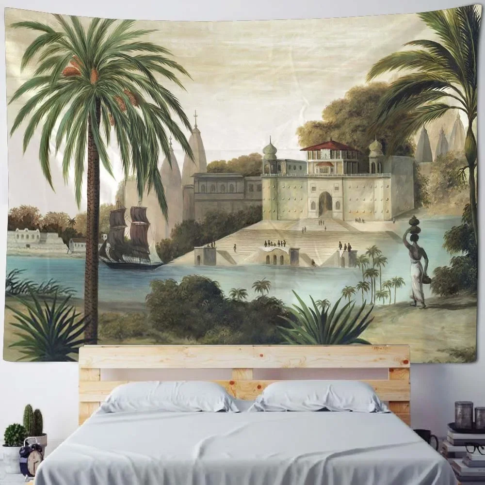 Тропические растения и листья гобелен винтажная живопись домашний декор