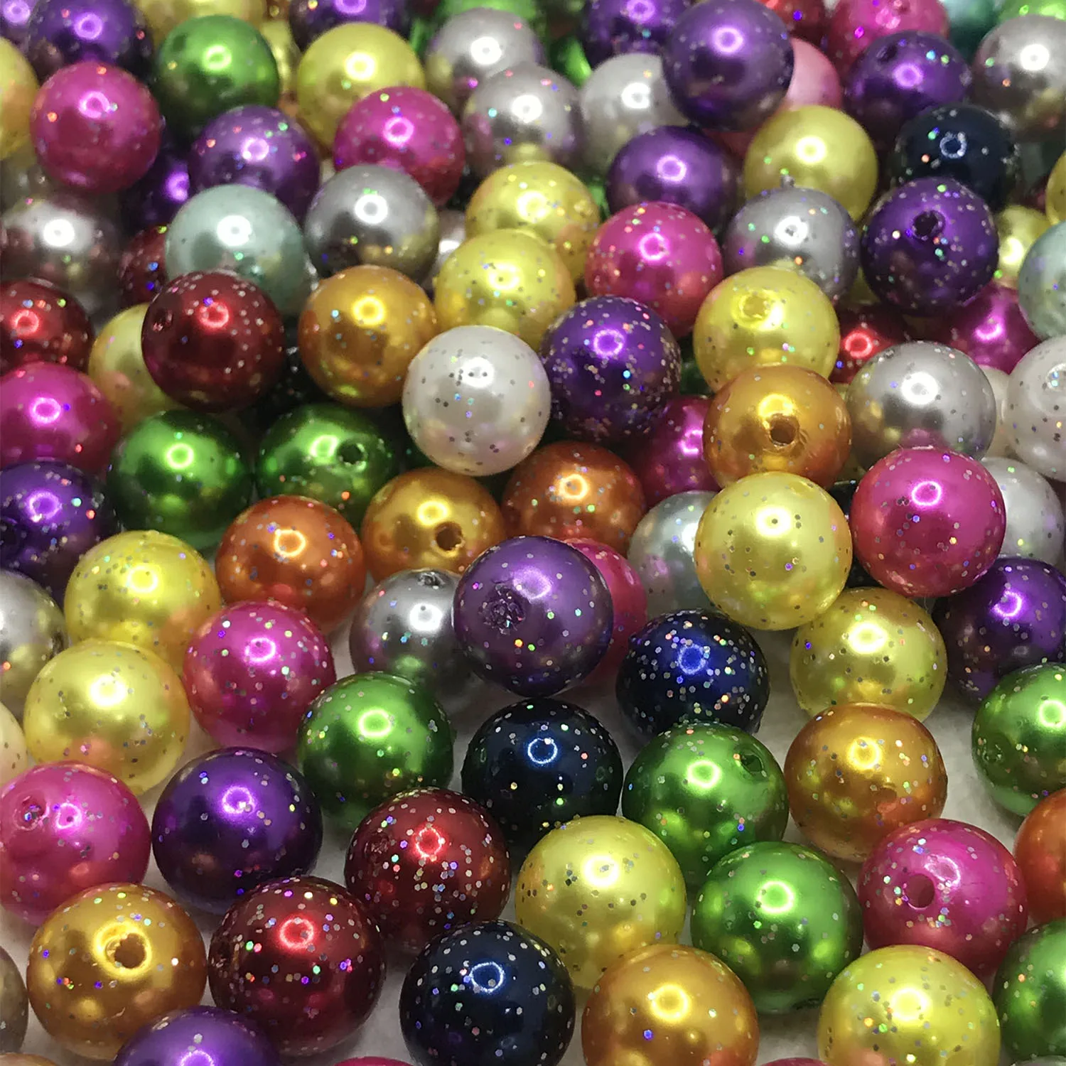 

10-100PCS 8-20mm Glitter Pearl Beads Craft Seed Loose Beads Pearls with Holes for DIY Bracelet Needlework Jewelry Making