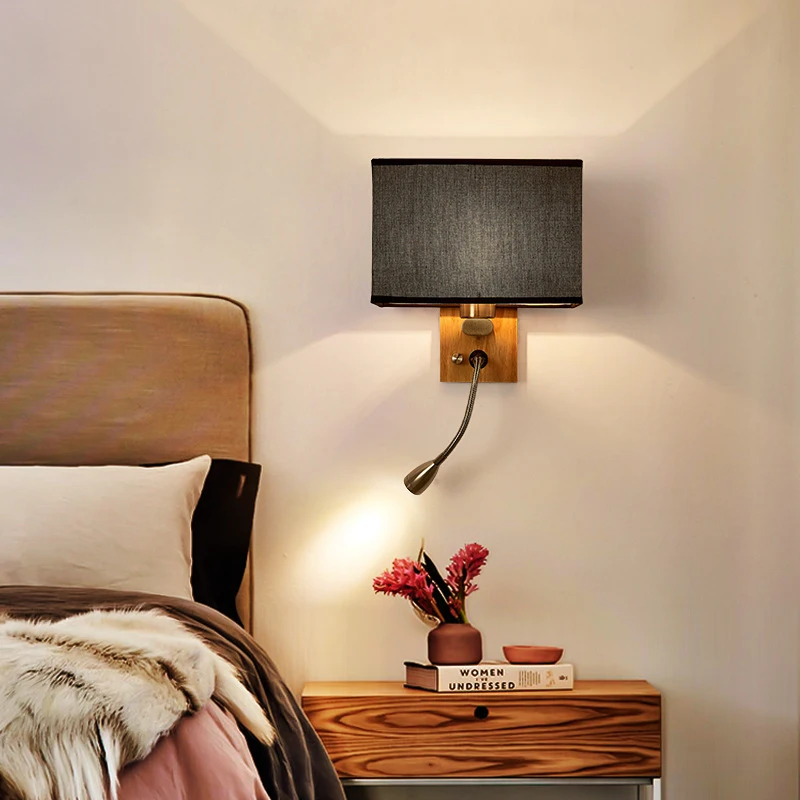 

Modern Wood Iron LED Wall Lamp for Living Room Bedroom Bedside Lighting Background Corridor Sconce House Decoration Luces