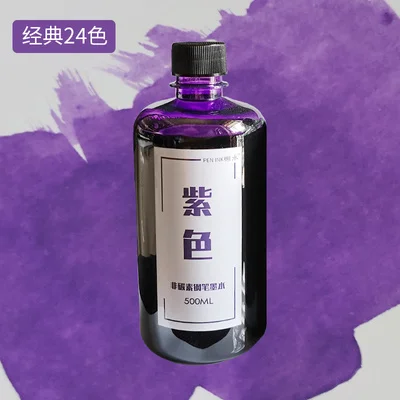 Big Volume 500ml/ Bottle 24 Colors Non Carbon Dyestuff Fountain Pen Ink Without Powder, Smooth Writing Ink
