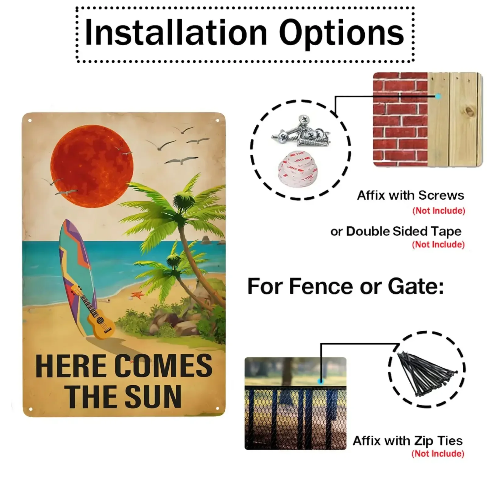 Винтажный металлический знак для серфинга 8x12 дюймов