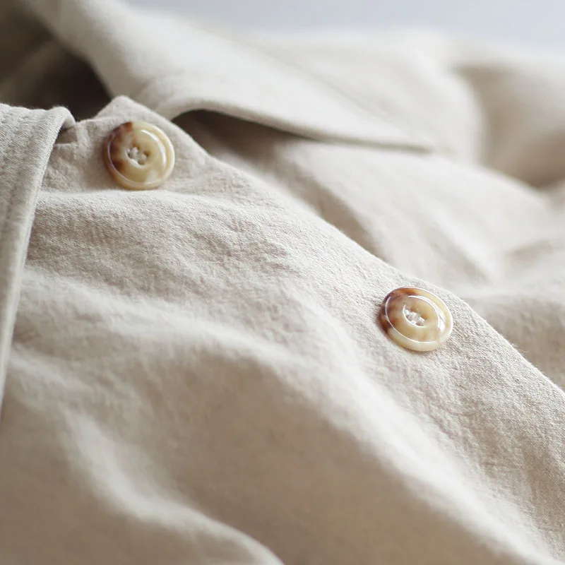 Casual literary and artistic extended thickened cotton linen goose down jacket Simple loose down 2020 winter new cotton clothing