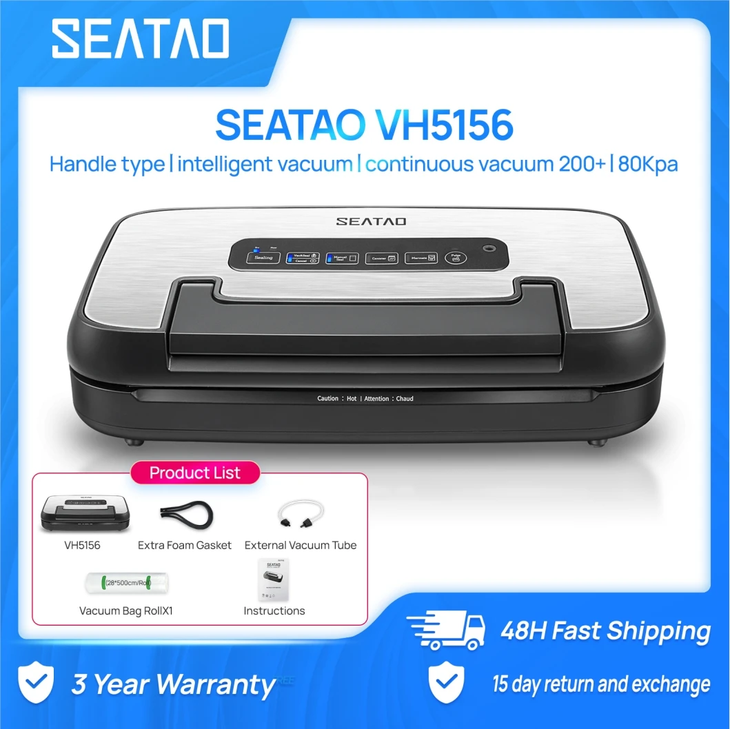 

Вакуумная упаковочная машина SEATAO VH5156, автоматический многофункциональный домашний вакуумный упаковщик со встроенным хранилищем и резкой