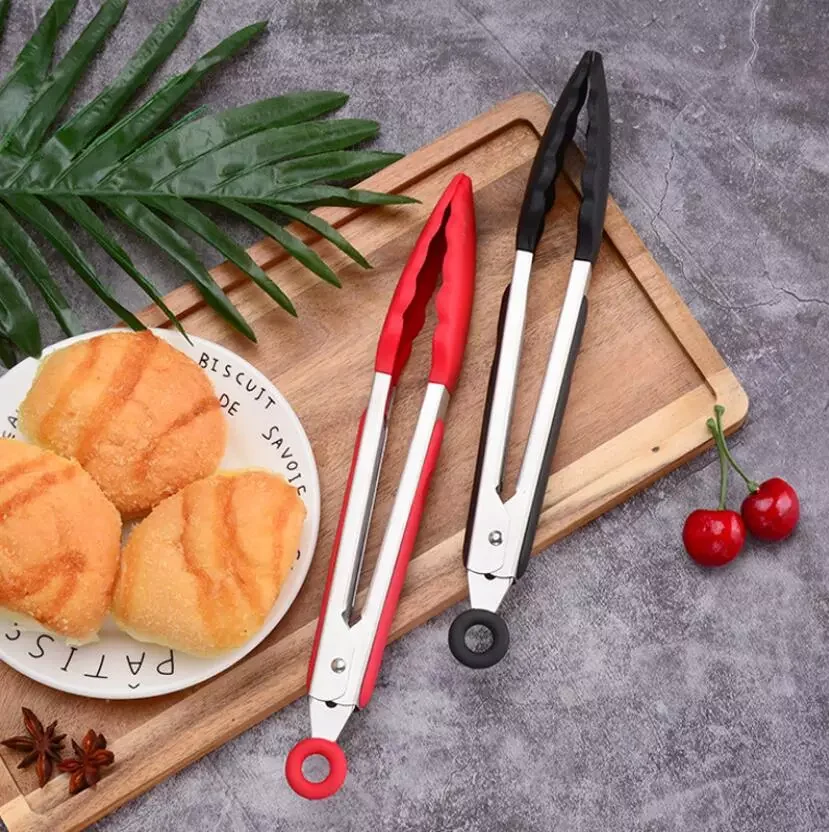

Silicone Food Tong Stainless Steel Kitchen Tongs Silicone Non-slip Cooking Clip Clamp BBQ Salad Tools Grill Kitchen Accessories