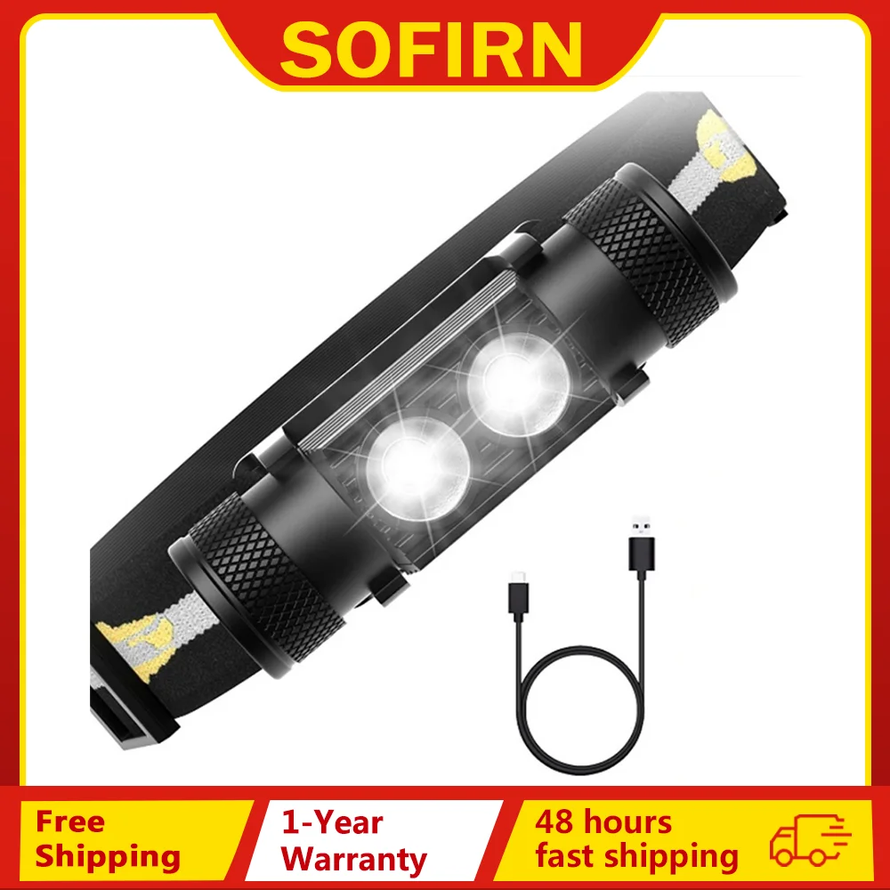 Latarka czołowa LED H25S 18650 Bateria Mocny reflektor 1200 lumenów SST40 Lampa akumulatorowa USB