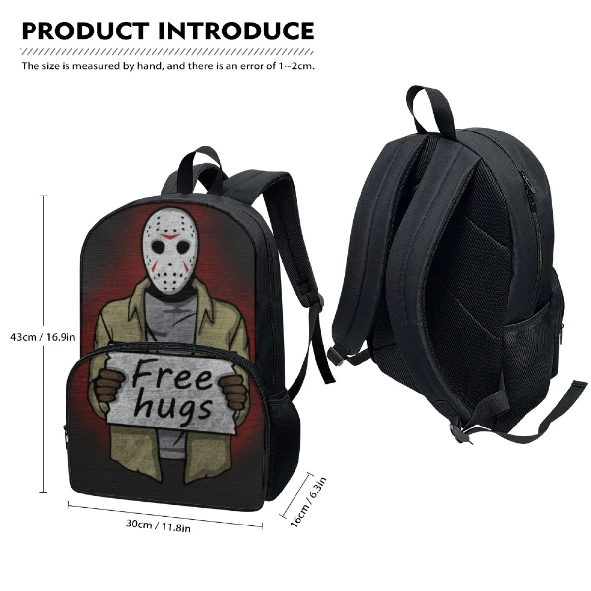 FORUDESIGNS Horror Movie Elements Print Backpacks College Students Fashion School Bags Utility Double Zipper Bookbags Travel Out