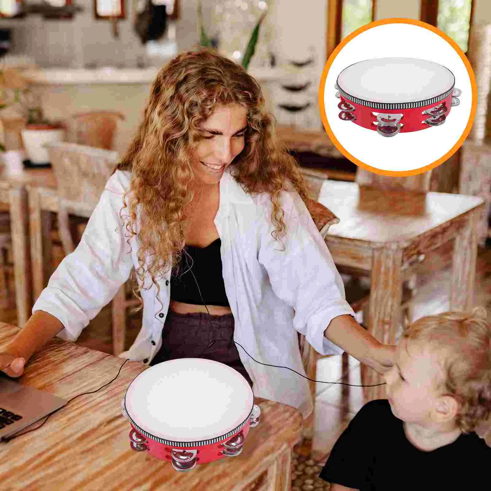 

Тамбуриновый ручной Колокольчик, детский деревянный ручной барабан, перкуссионный инструмент