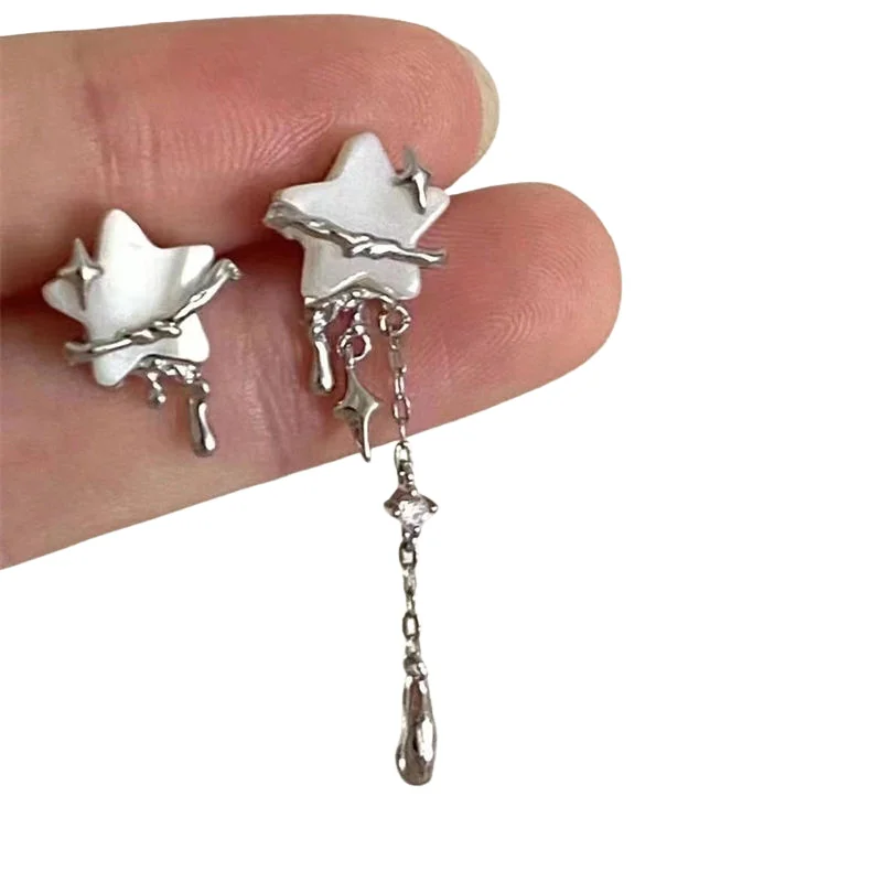 Необычные серьги с кисточками и звездами в форме сердца женские дизайнерские для