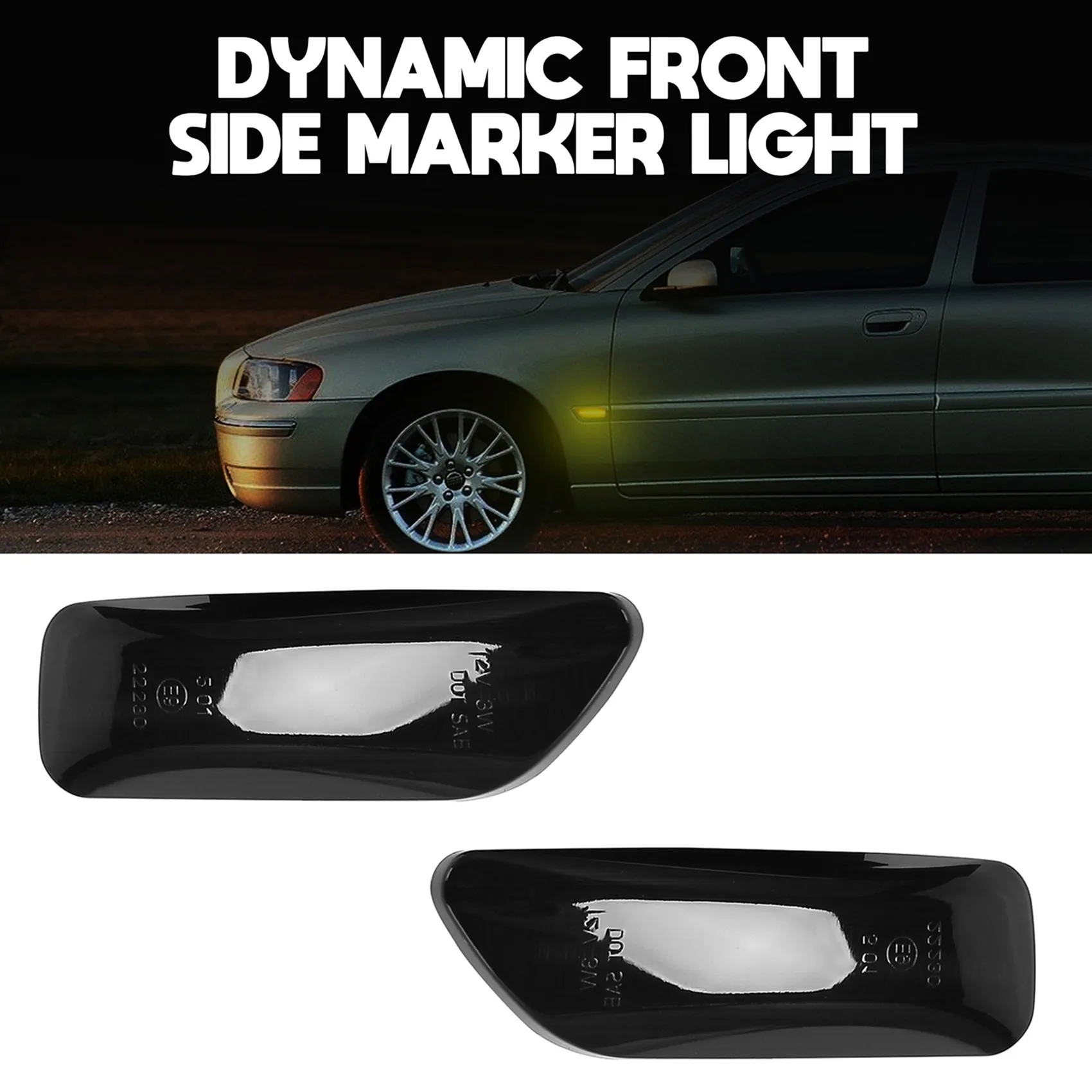 LED Side Marker Light Lamp dynamic Blinker Turn Signal for Volvo XC90 S80 XC70 V70 S60 2001-2009 Black | Автомобили и мотоциклы
