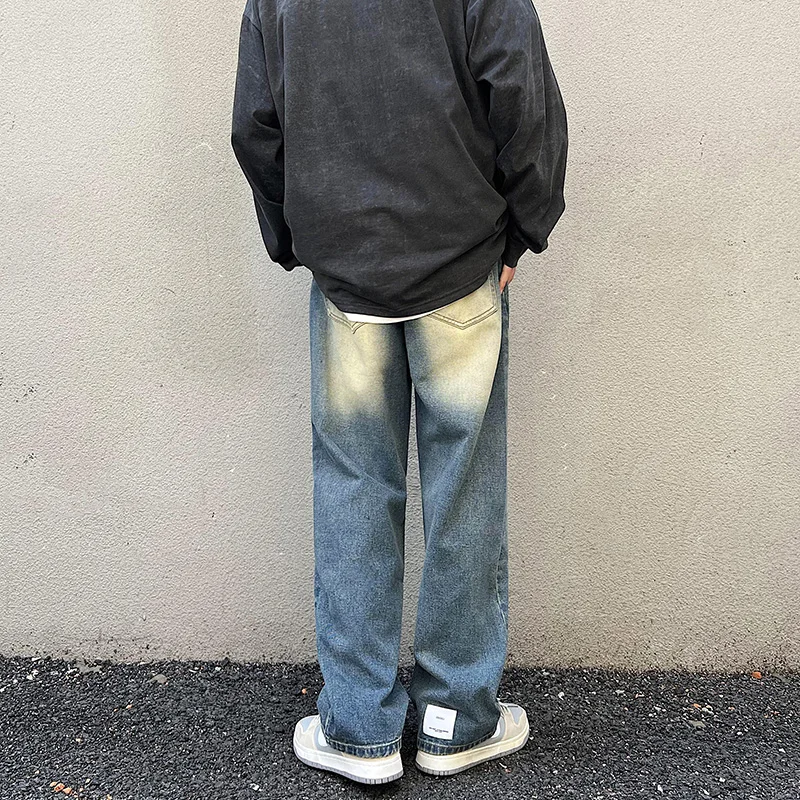 Four Seasons American Retro Jeans Men's Straight Loose Pants Ins Trend Wild Retro Pants Hip Hop Streetwear Ins Hot Sale Denim