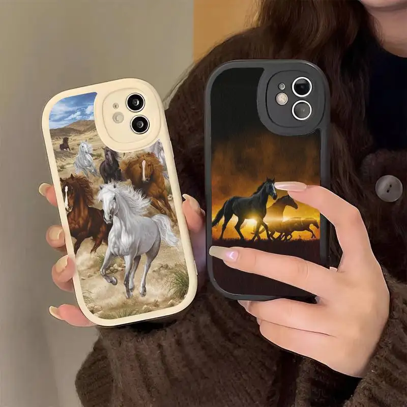 

Animal Horse Phone Case Hard Leather Phone Case for iPhone 13 12 Mini 11 14 Pro Max Xs X Xr 7 8 Plus 6 6s Se 2022 silicone Cover