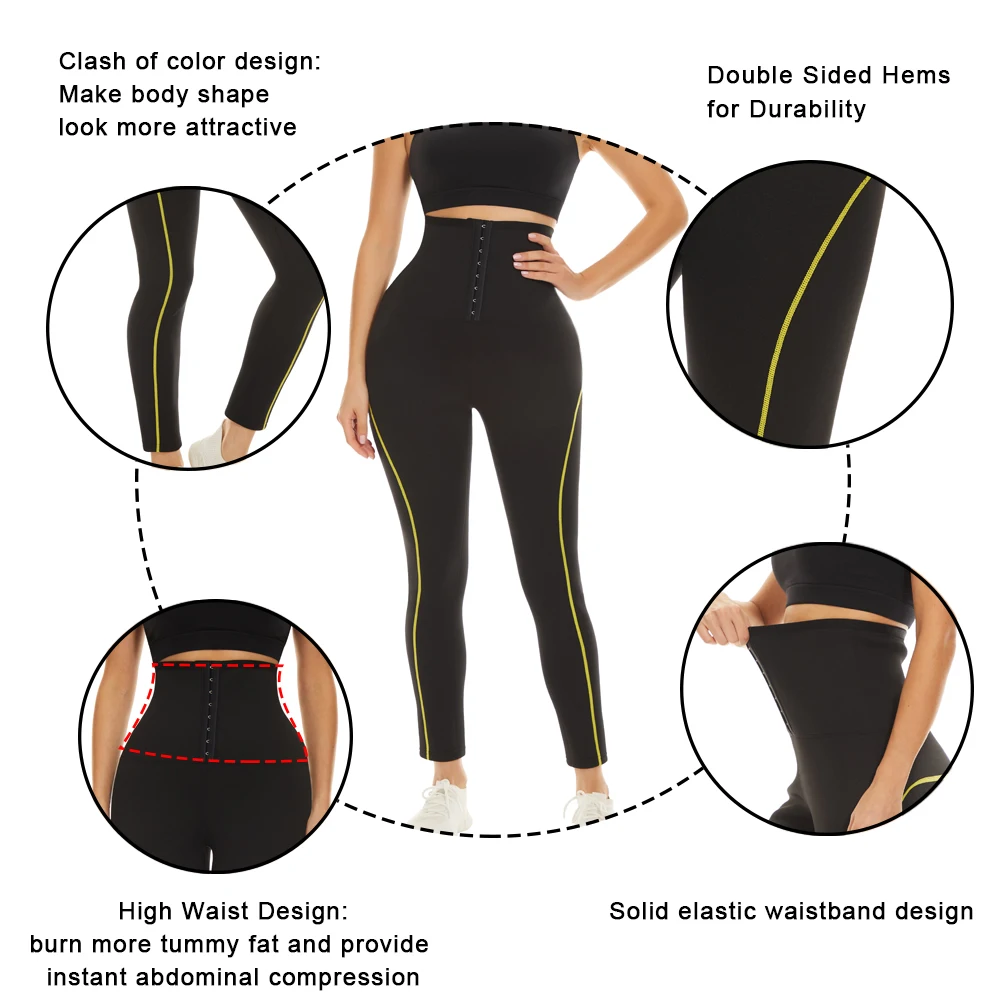 SEXYWG High Waist Sauna Pants Women Neoprene Weight Loss Pants Fat Burning Sweat Pants Shapewear Slimming Pants