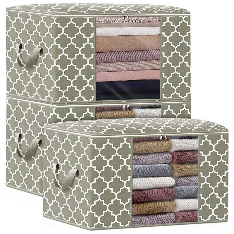 

Storage Bags 100L 3-Pack Large Blanket Clothes Organization And Storage Containers Foldable Organizer For Bedding