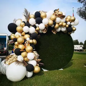 Black and gold balloon arch wreath set - makaron black balloon metal gold balloon white balloon 132  in Pakistan
