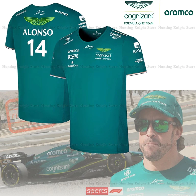 

14 Alonso драйвер для Aston Martin Формула 1 Новинка 2023 F1 гоночная команда Мотоспорт спортивная футболка мужские автомобили фанаты зеленые не выцветают